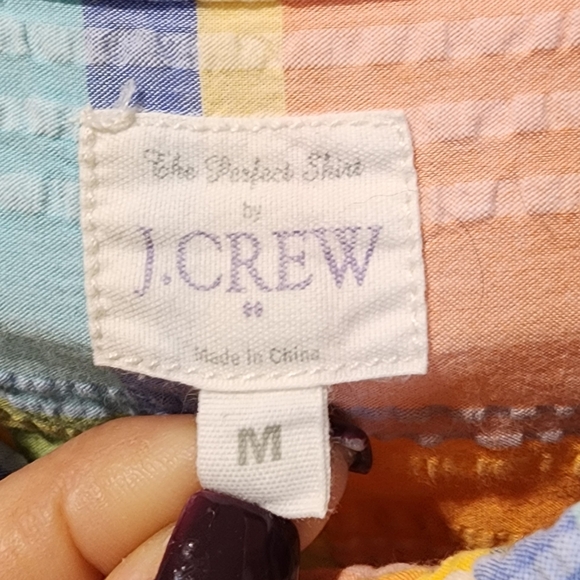 J. Crew The Perfect Shirt Multicolor Plaid Long Sleeves Womens Shirt Size M - Picture 2 of 9